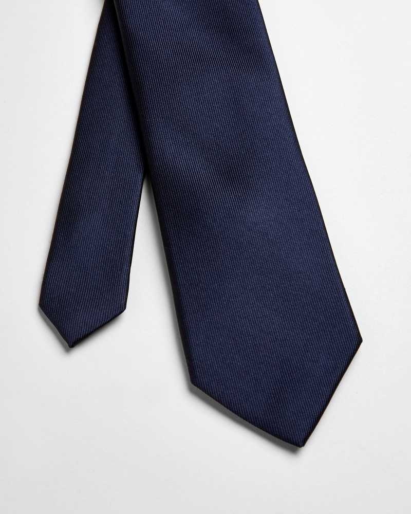 Navy Ted Baker Blula Twill Silk Tie | US0002011