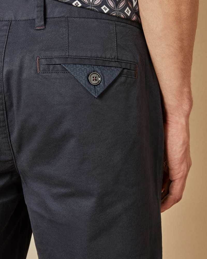 Navy Ted Baker Buenose Cotton Chino Shorts Chinos | US0001202