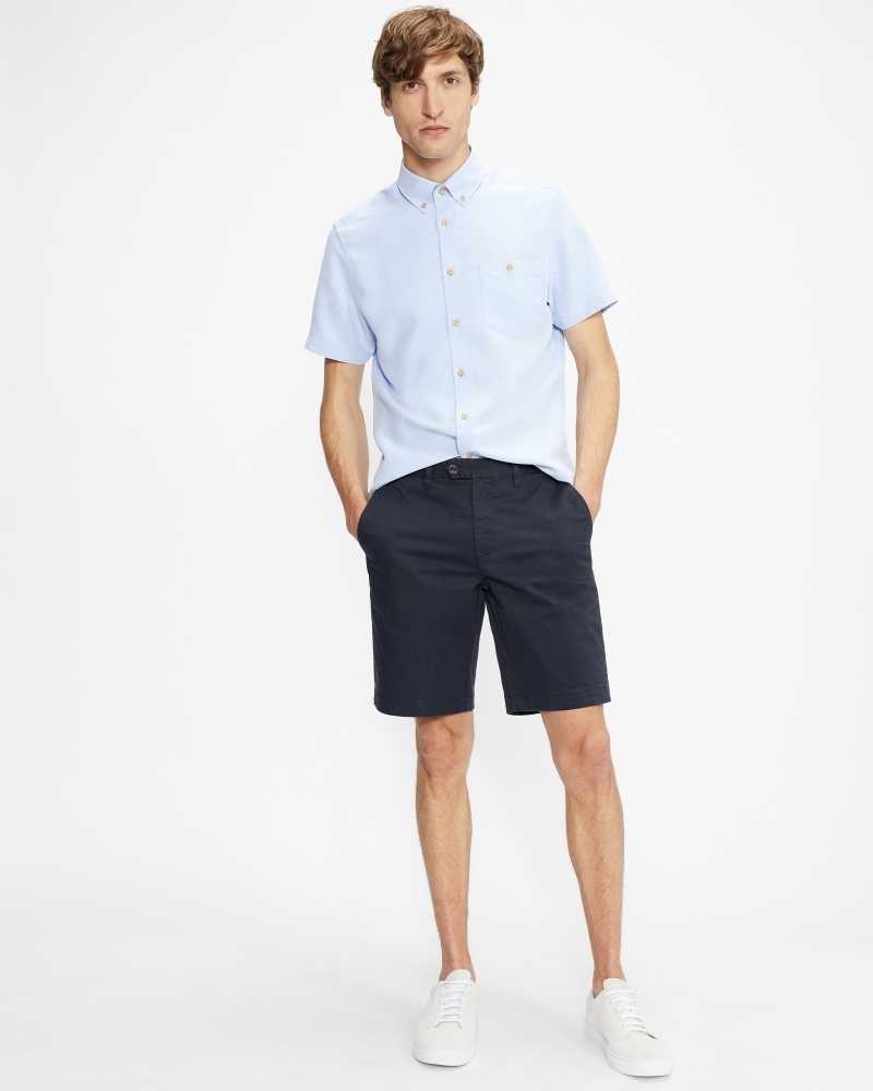 Navy Ted Baker Buenose Cotton Chino Shorts Chinos | US0001202