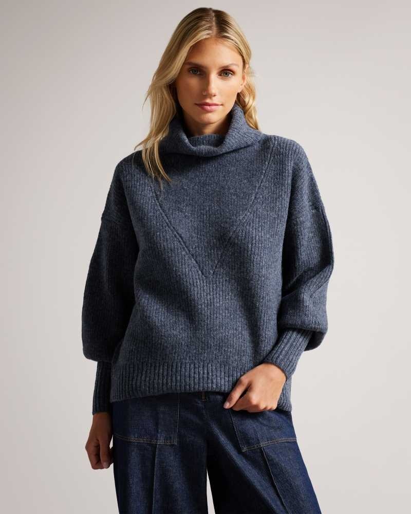 Navy Ted Baker Cchloe High Neck Sweater | US0000361