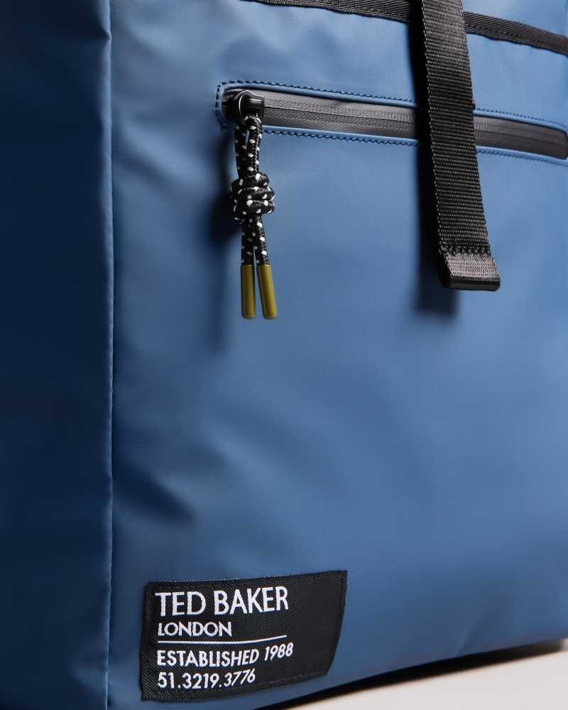 Navy Ted Baker Clime Rubberised Rolltop Backpack | US0001244