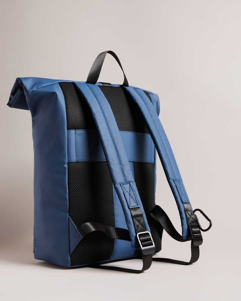 Navy Ted Baker Clime Rubberised Rolltop Backpack | US0001244