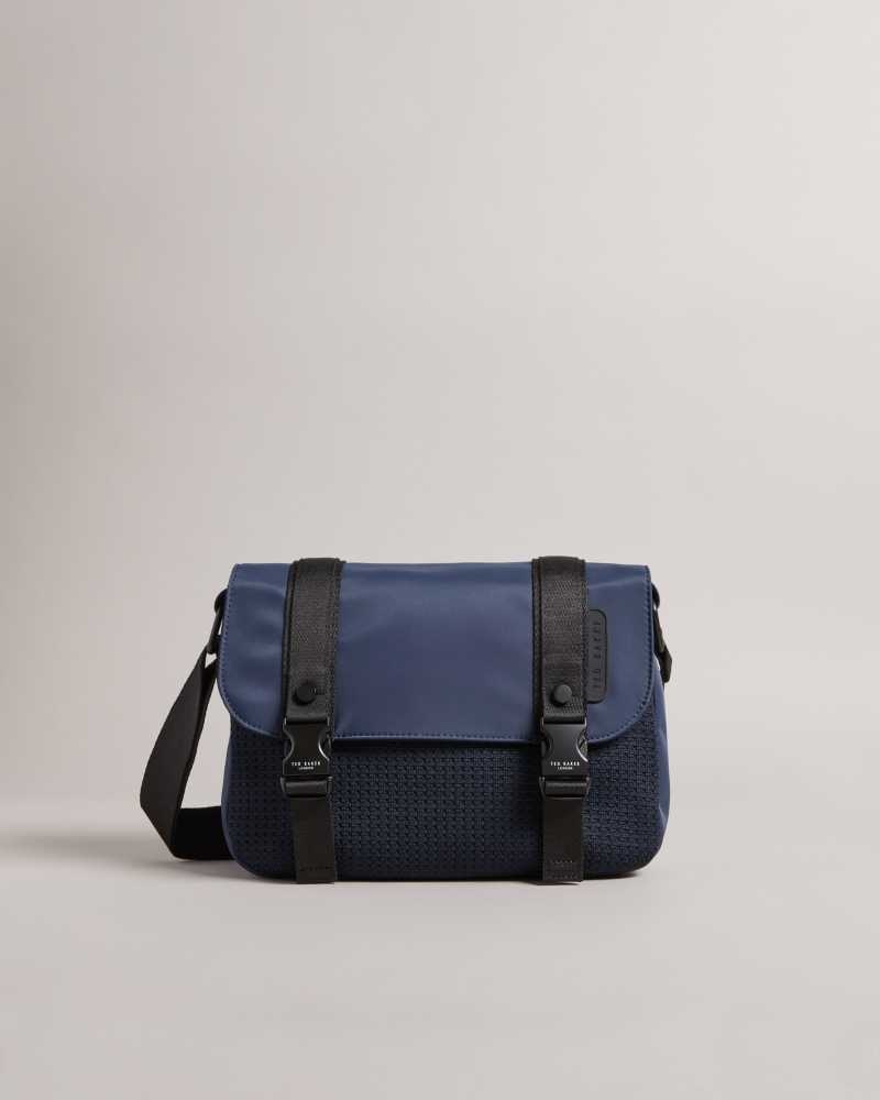 Navy Ted Baker Commbo Knit Nylon Satchel | US0001468