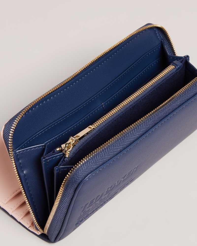 Navy Ted Baker Darciea Branded Webbing Zip Purse Purses | US0001463