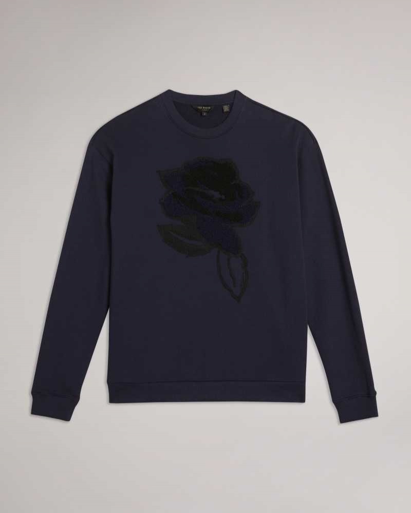 Navy Ted Baker Darsena Flower Graphic Sweat | US0001000