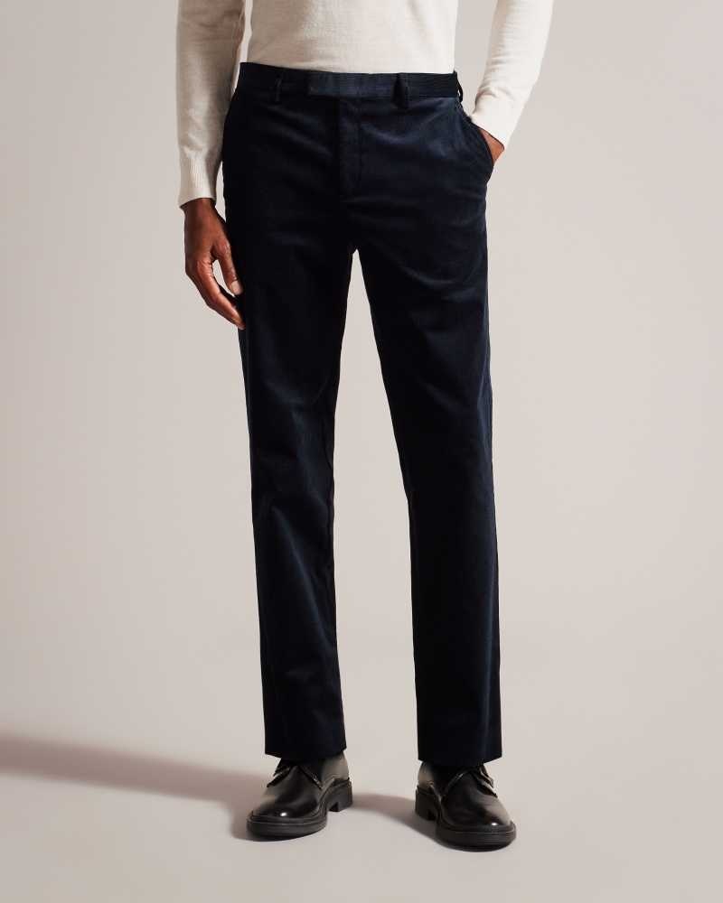 Navy Ted Baker Durhamt Slim Fit Corduroy Trousers | US0000764