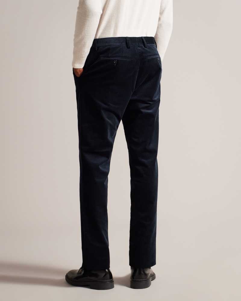 Navy Ted Baker Durhamt Slim Fit Corduroy Trousers | US0000764