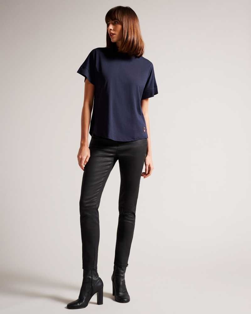 Navy Ted Baker Erisana Easy Fit Grown Up Sleeve Tee | US0001036