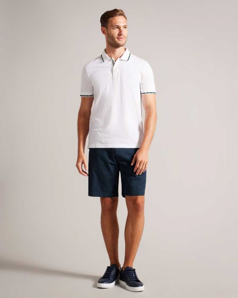 Navy Ted Baker Estate Geometric Print Cotton Shorts | US0000664