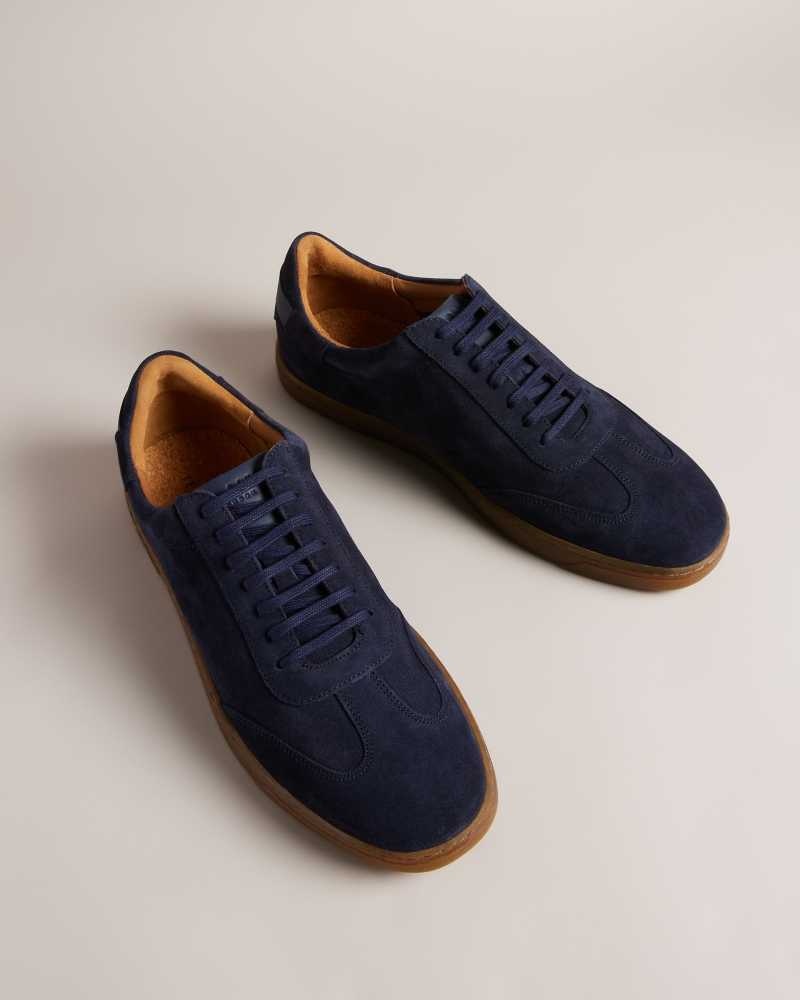 Navy Ted Baker Evrens Suede Low Top Sneakers | US0002201