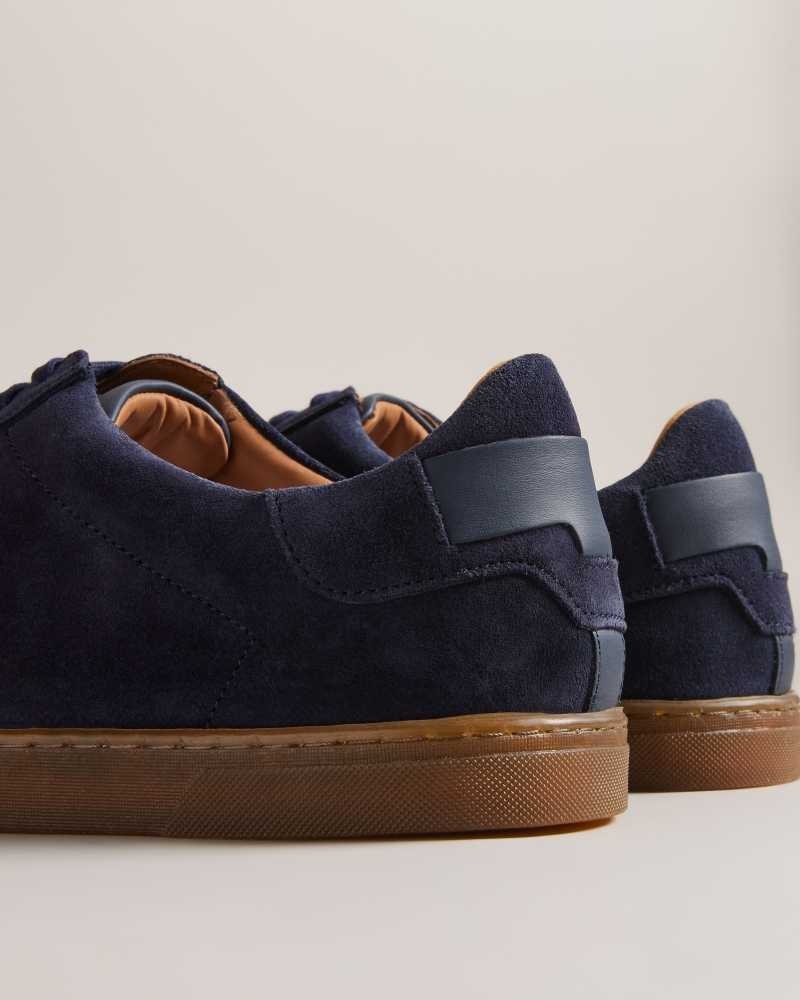 Navy Ted Baker Evrens Suede Low Top Sneakers | US0002201