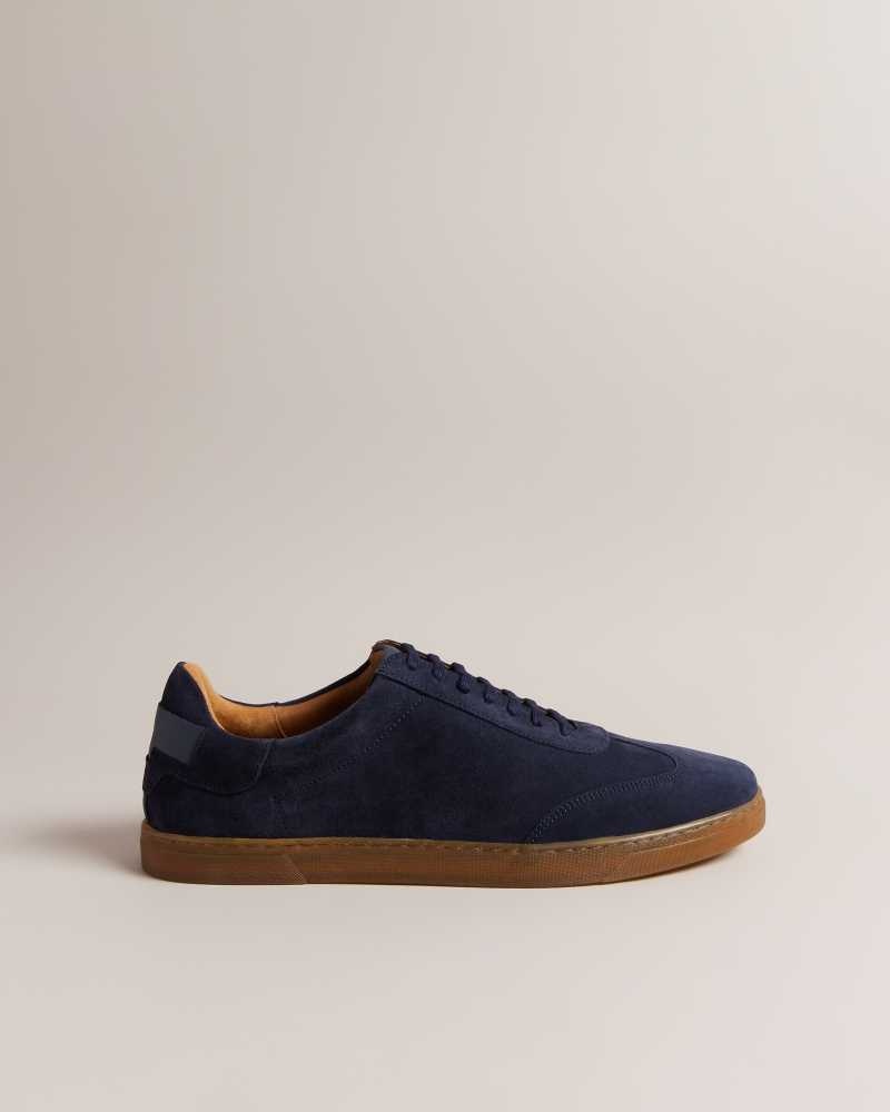 Navy Ted Baker Evrens Suede Low Top Sneakers | US0002201