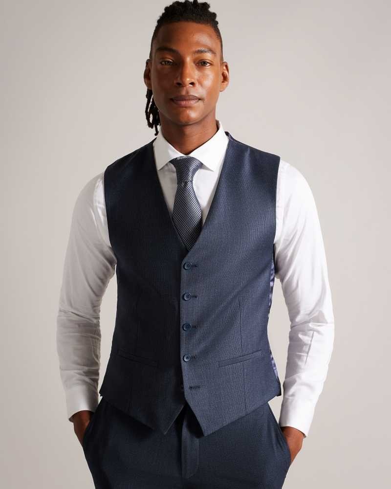 Navy Ted Baker Forbyw Wool Blend Waistcoat | US0000771