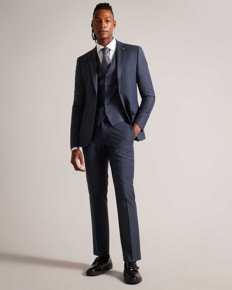 Navy Ted Baker Forbyw Wool Blend Waistcoat | US0000771