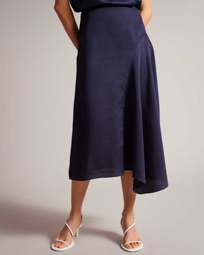 Navy Ted Baker Francic Hammered Satin Slip Skirt | US0000698