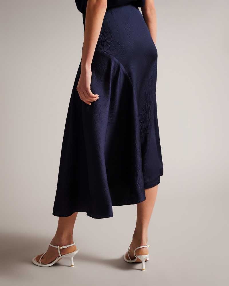 Navy Ted Baker Francic Hammered Satin Slip Skirt | US0000698