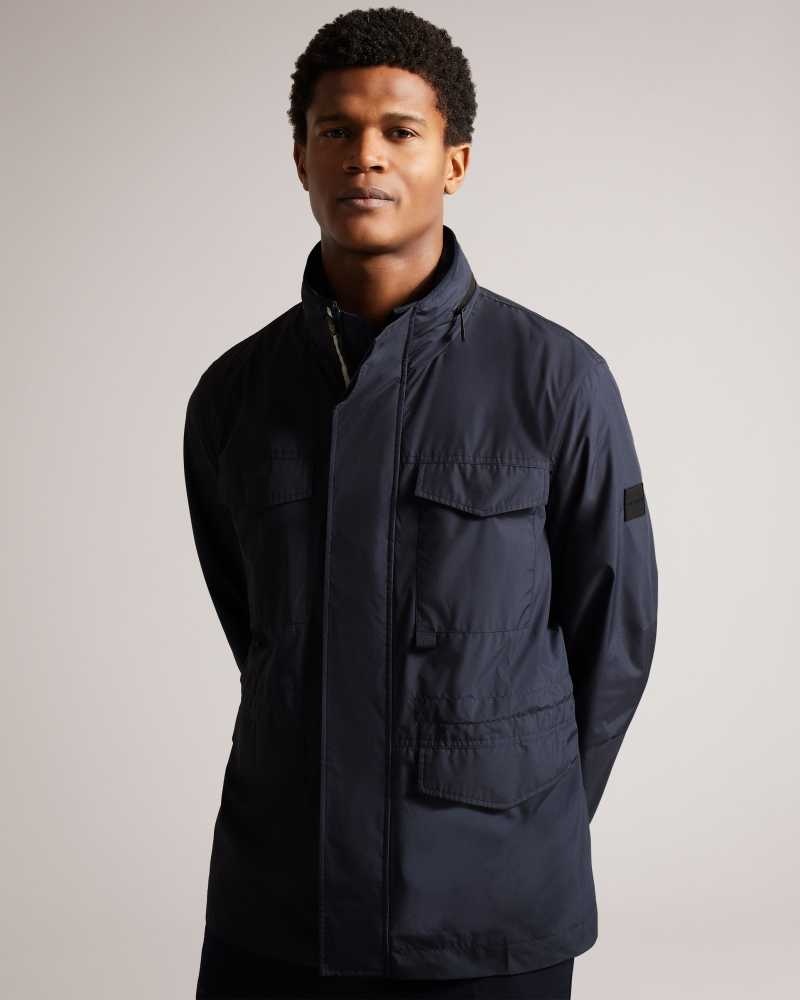 Navy Ted Baker Garceea Field Jacket With Zip Away Hood Jackets | US0000269