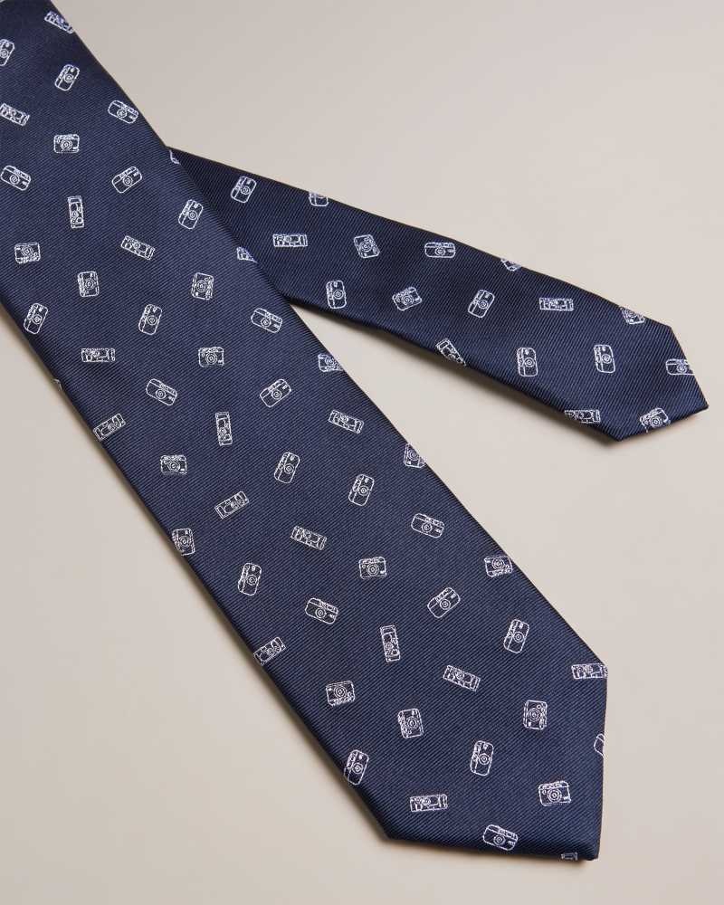 Navy Ted Baker Hubert Jacquard Camera Tie | US0002012