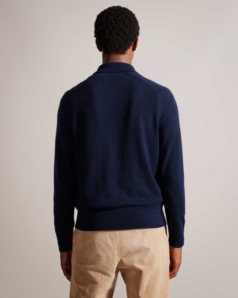 Navy Ted Baker Karolt Cashmere Polo Neck Jumper | US0000329