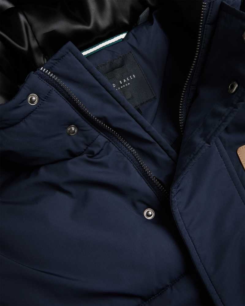 Navy Ted Baker Kinmont Hooded Puffer Jacket Jackets | US0000261