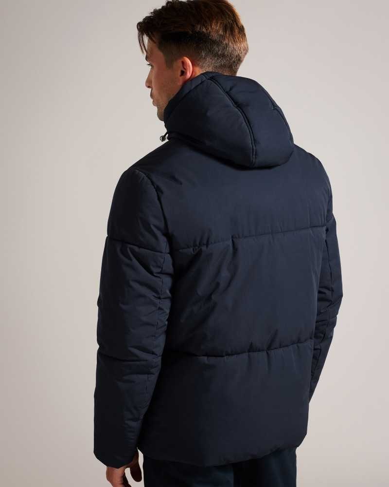 Navy Ted Baker Kinmont Hooded Puffer Jacket Jackets | US0000261