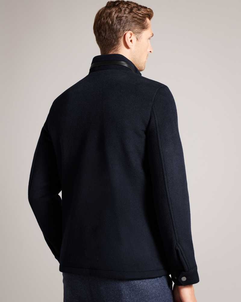 Navy Ted Baker Knowl Wool Funnel Neck Field Jacket Jackets | US0000276