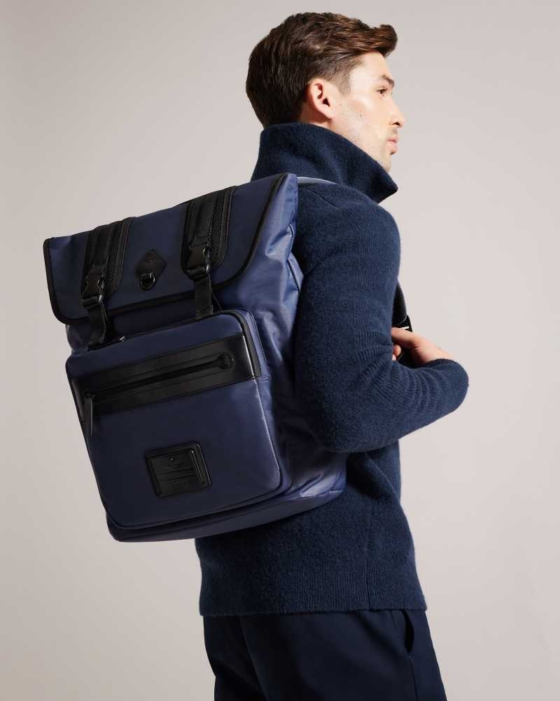 Navy Ted Baker Komute Nylon Backpack | US0001239