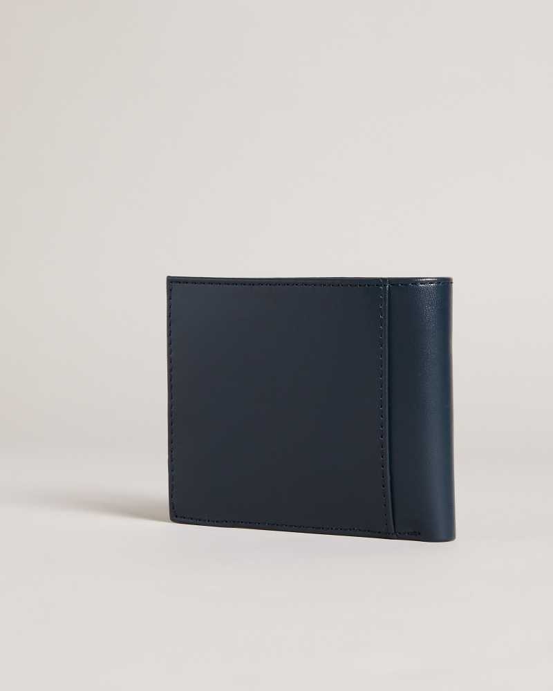 Navy Ted Baker Kornerr Metal Corner Bifold Coin Wallet Wallets | US0001539