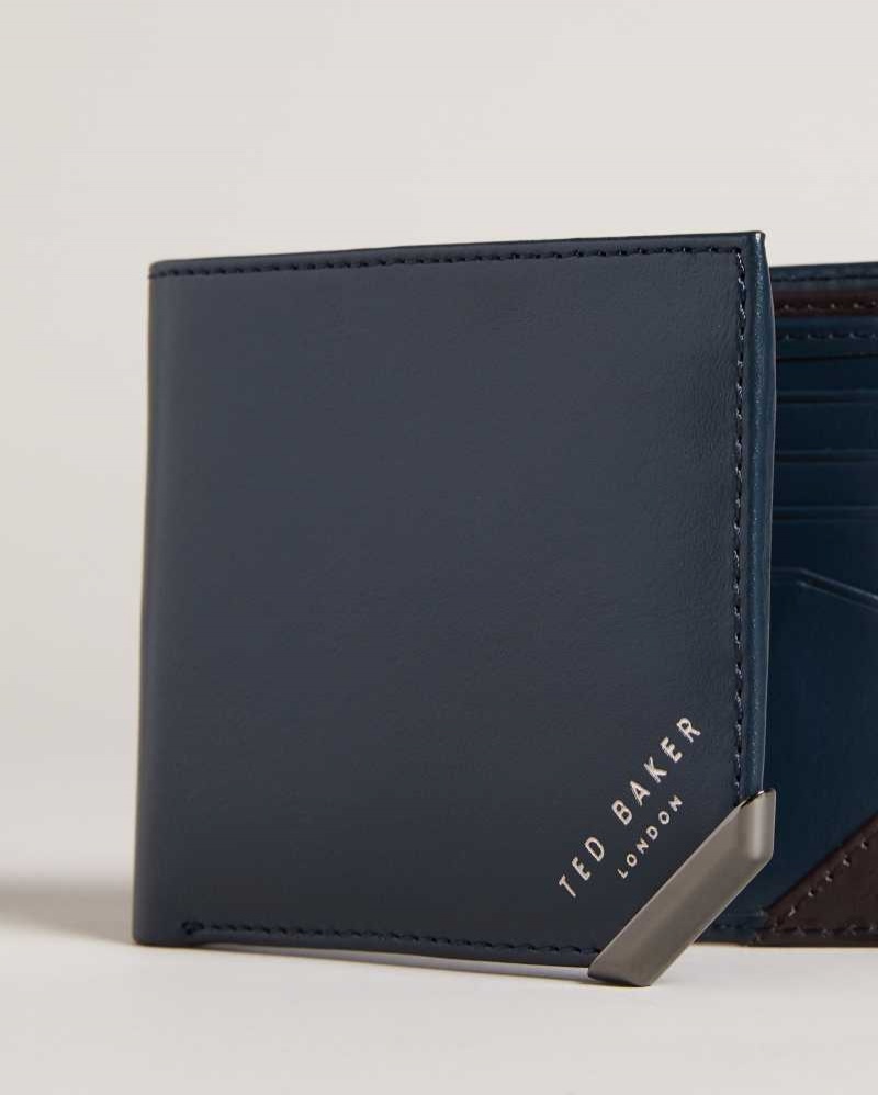 Navy Ted Baker Korning Leather Bifold Wallet Wallets | US0001553