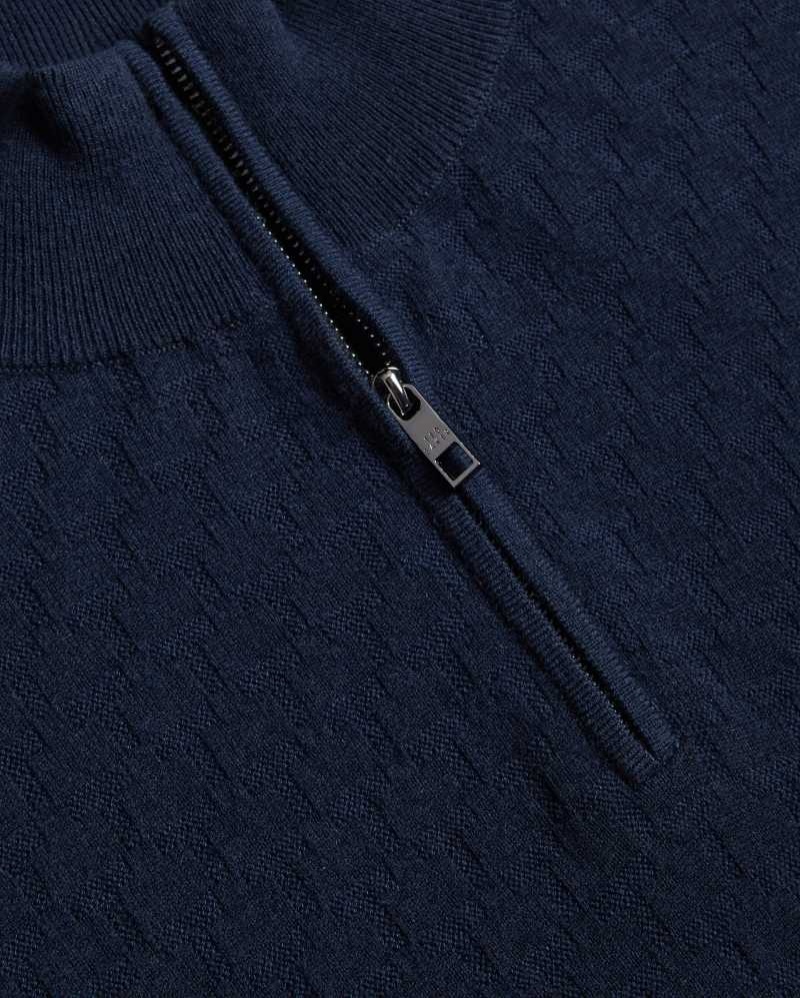 Navy Ted Baker Kurnle Long Sleeve T Knit Funnel Neck Jumper | US0000403