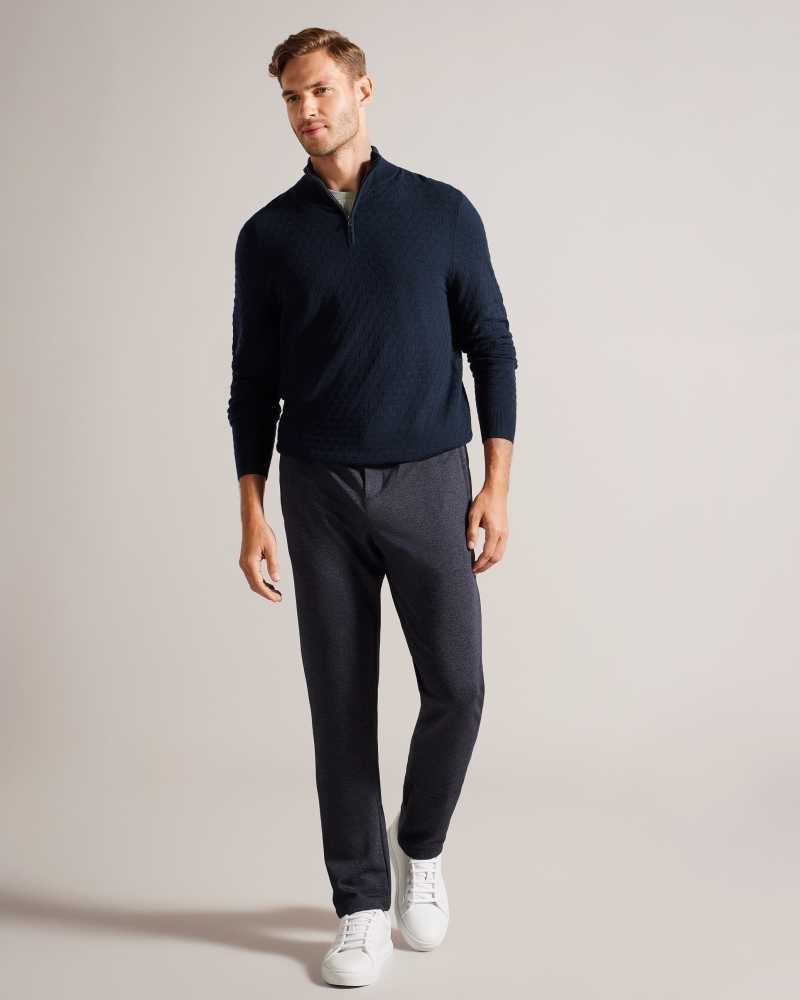 Navy Ted Baker Kurnle Long Sleeve T Knit Funnel Neck Jumper | US0000403