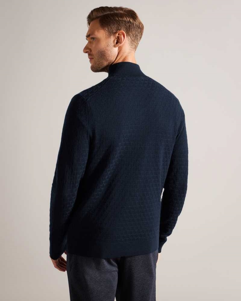 Navy Ted Baker Kurnle Long Sleeve T Knit Funnel Neck Jumper | US0000403