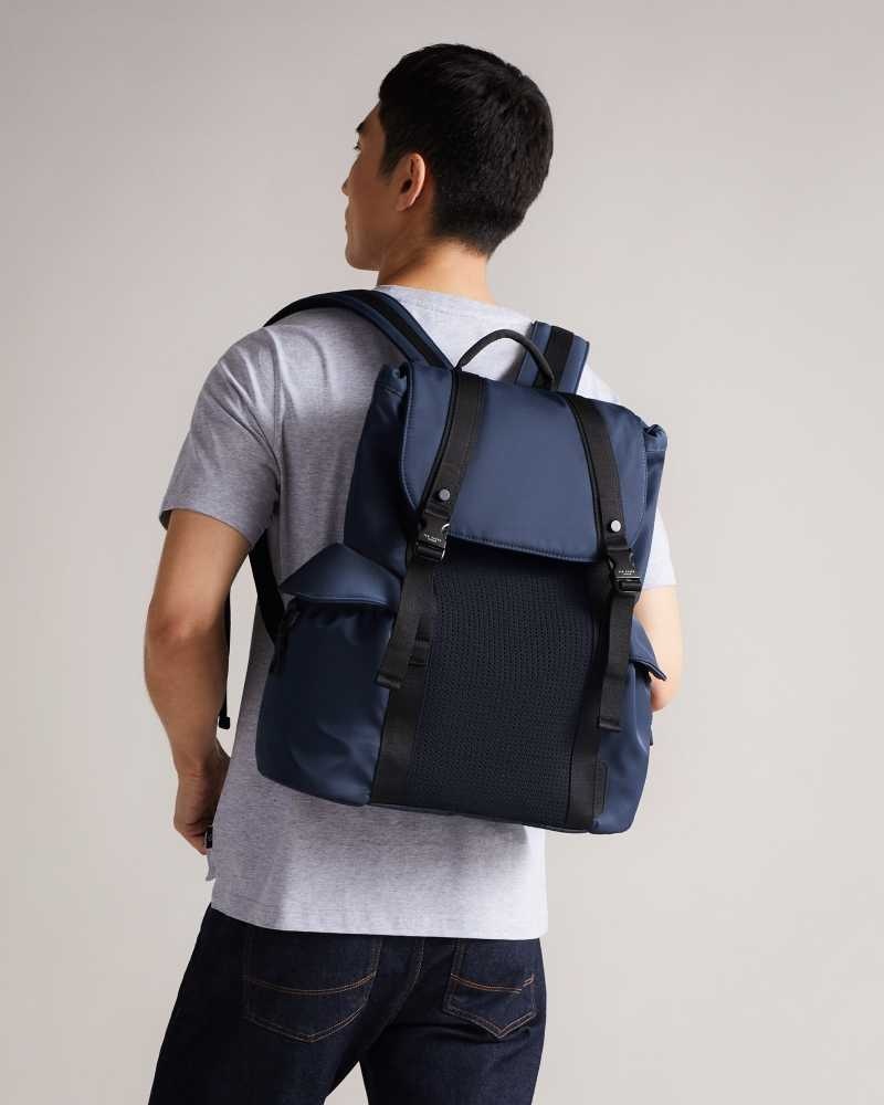 Navy Ted Baker Masha Knit Nylon Backpack | US0001243