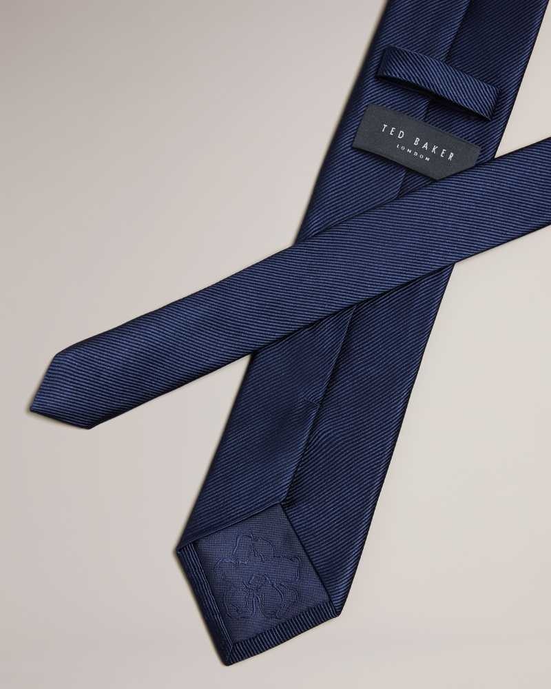 Navy Ted Baker Moorez Ottoman Silk Tie | US0002024