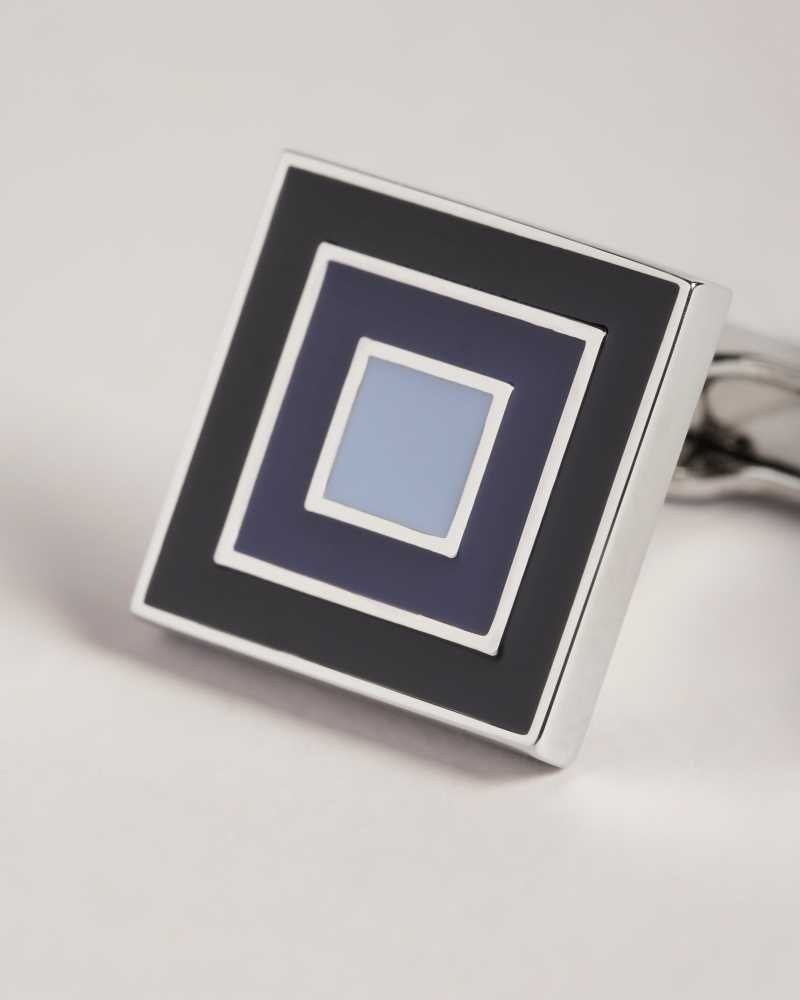 Navy Ted Baker Multii Layered Square Cufflinks | US0001680