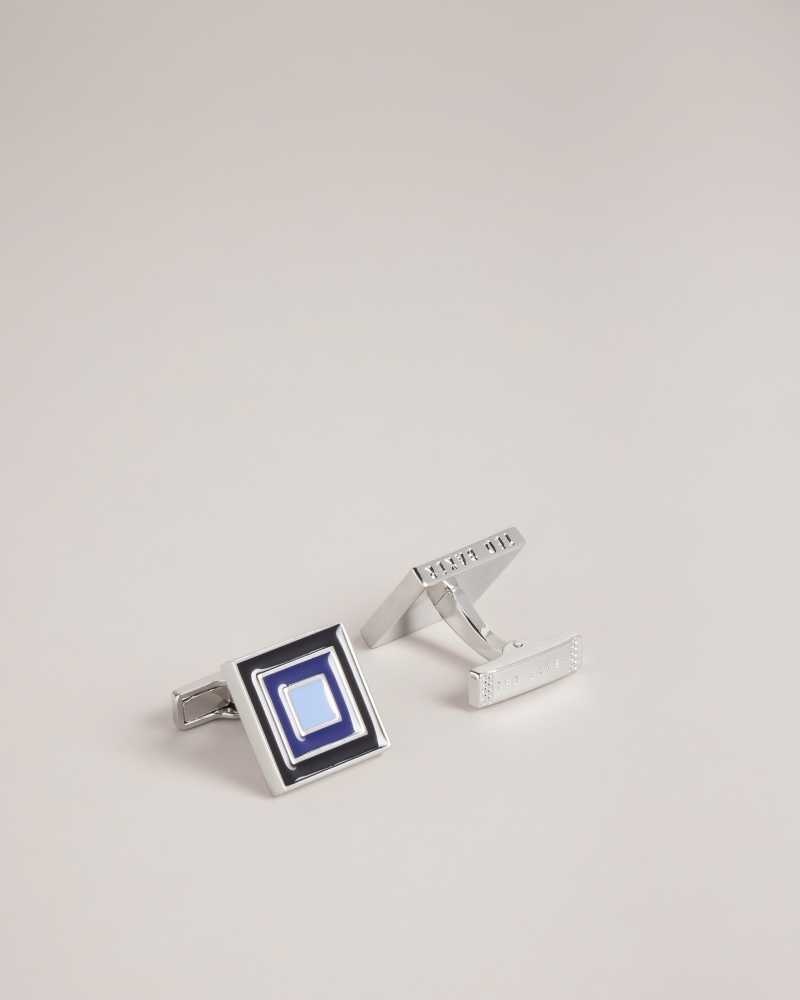 Navy Ted Baker Multii Layered Square Cufflinks | US0001680