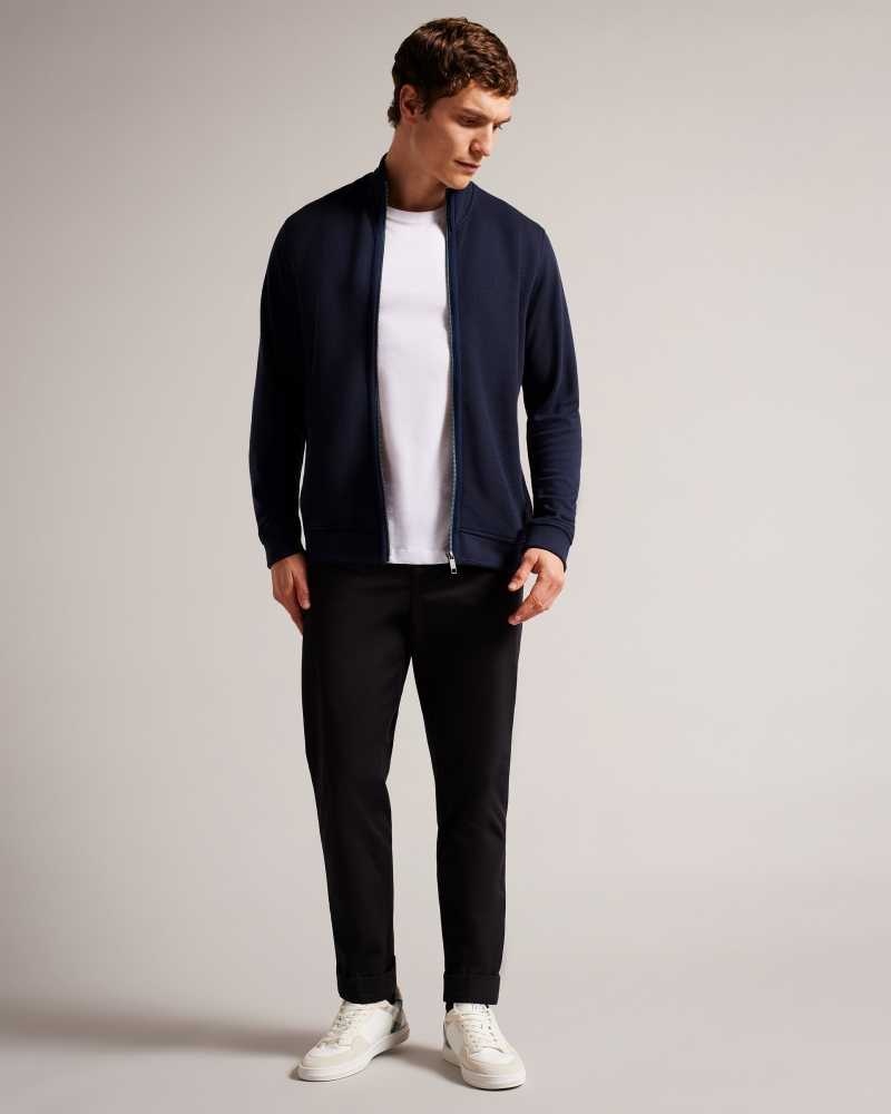 Navy Ted Baker Multy Textured Zip Through Jacket | US0001009