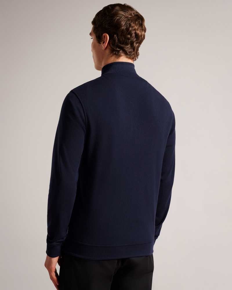 Navy Ted Baker Multy Textured Zip Through Jacket | US0001009