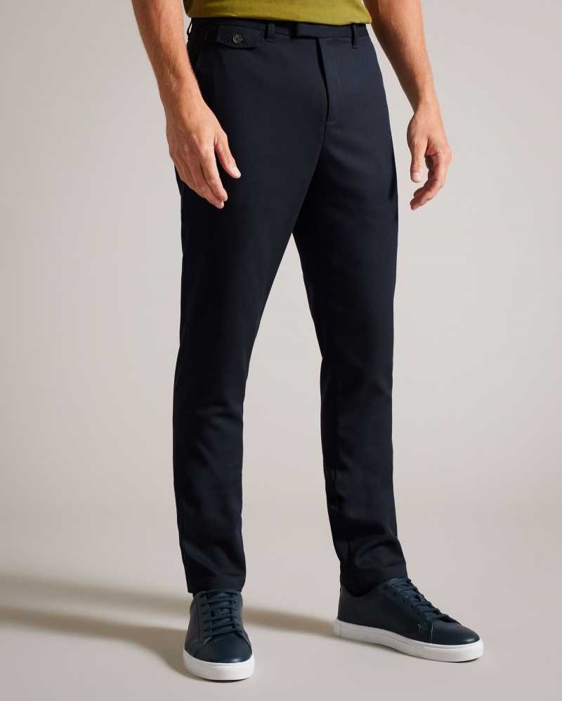 Navy Ted Baker Ngolo Slim Fit Flannel Trousers | US0001125