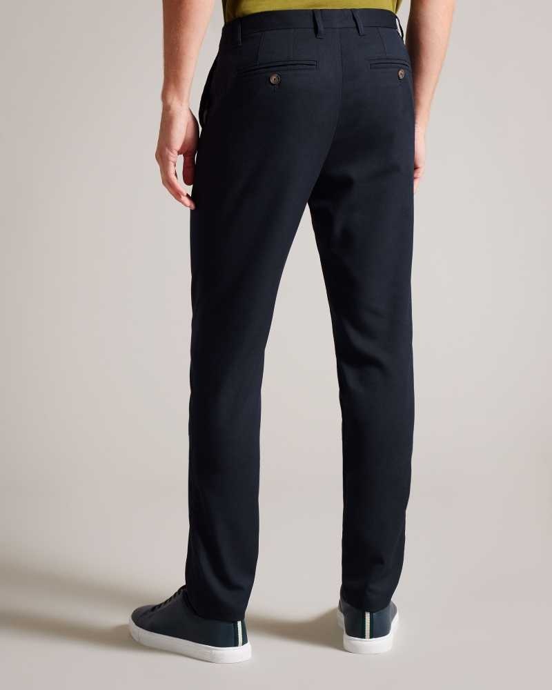 Navy Ted Baker Ngolo Slim Fit Flannel Trousers | US0001125