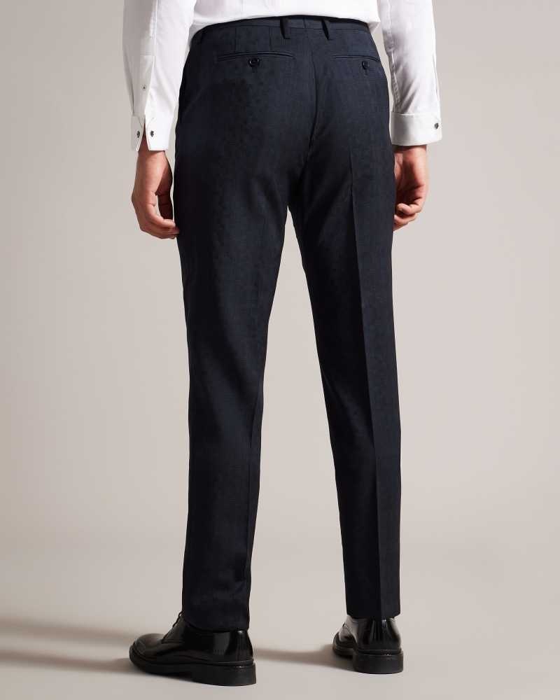 Navy Ted Baker Owent Slim Tonal Check Trousers | US0000737