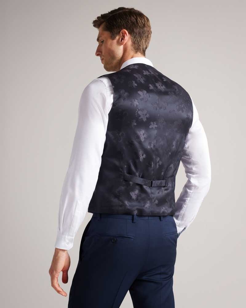 Navy Ted Baker Perthws Slim Navy Twill Suit Waistcoat | US0000783