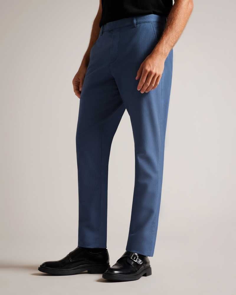 Navy Ted Baker Portmay Slim Fit Dogtooth Trousers | US0001161