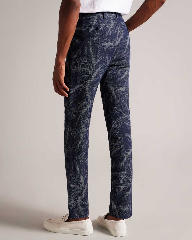 Navy Ted Baker Postot Leaf Suit Trousers | US0000770