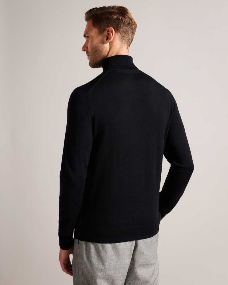 Navy Ted Baker Rainger Merino Wool Roll Neck Jumper | US0000362