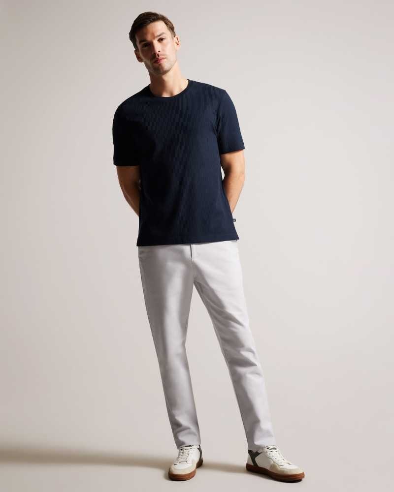 Navy Ted Baker Rakes Textured Regular Fit T-Shirt | US0000915