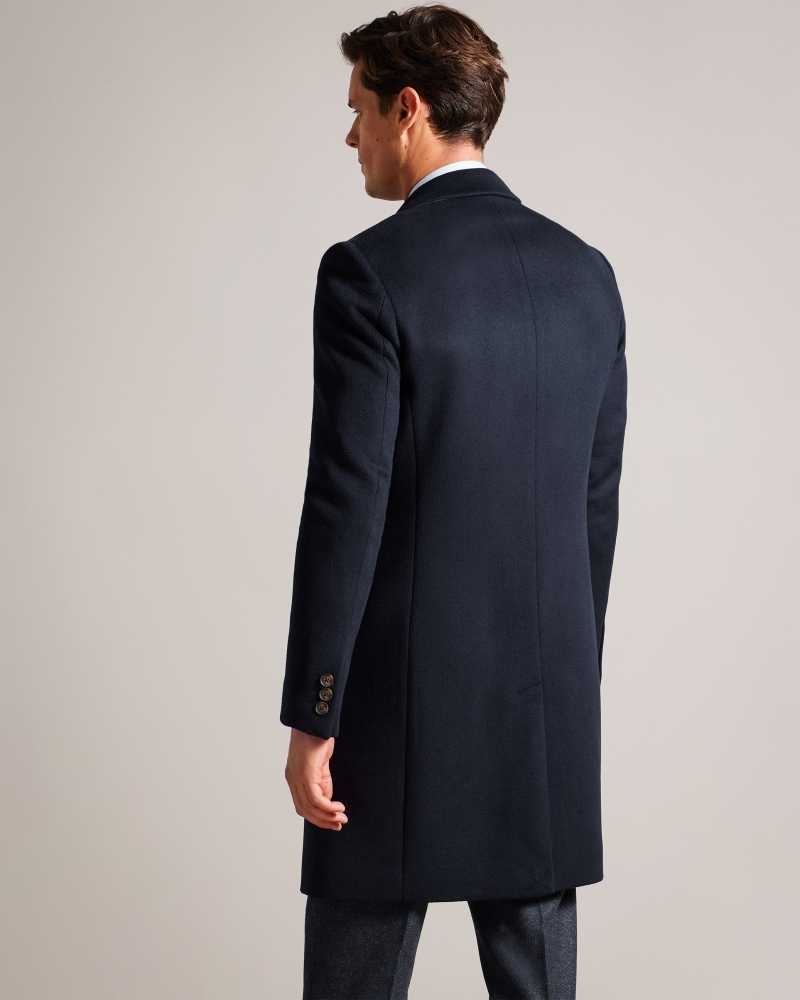 Navy Ted Baker Rueby Fitted Wool Blend City Coat Coats | US0000200