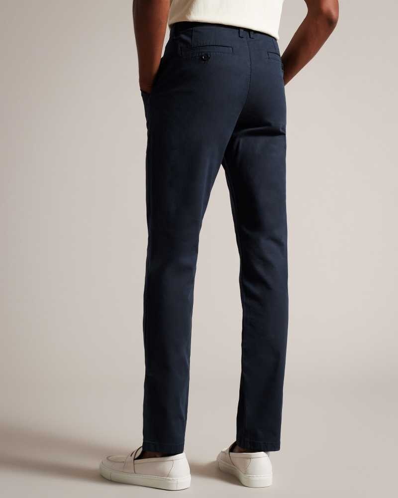 Navy Ted Baker Ryce Slim Fit Lyocell Blend Chinos Chinos | US0001192