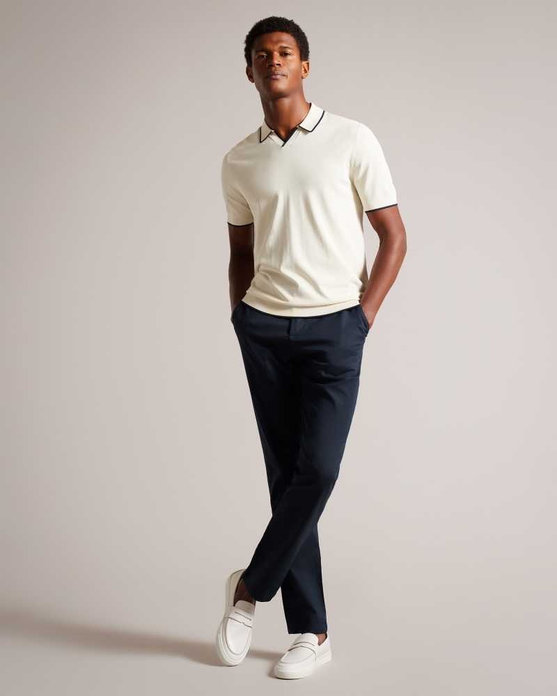 Navy Ted Baker Ryce Slim Fit Lyocell Blend Chinos Chinos | US0001192