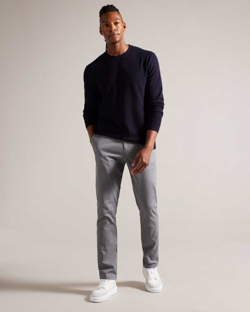 Navy Ted Baker Staylay Textured crew neck jumper | US0000360